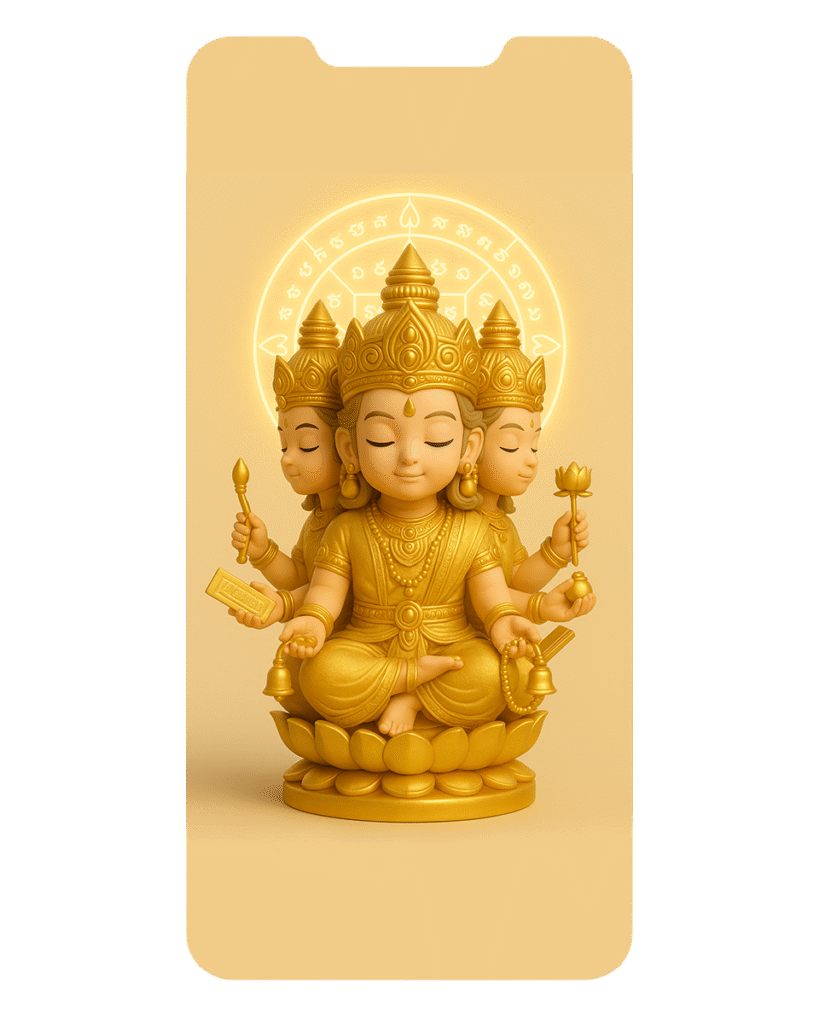 四面神 
梵天（四面神）｜創造與智慧之神
帶來清晰思緒與貴人指引，助你穩健前行、萬事順利。